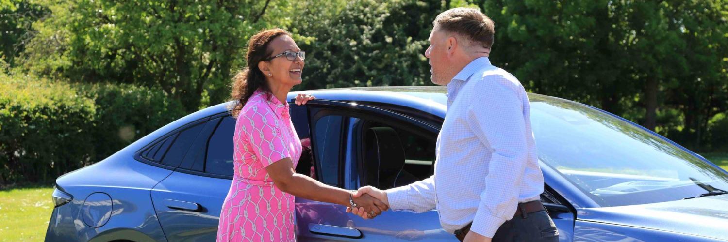 delivery of new electric car